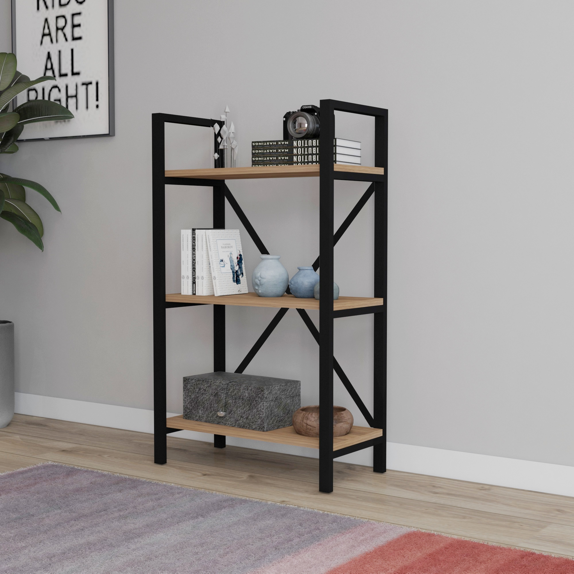 Hera 3 Raflı Kitaplık Atlantik Çam 60cm
